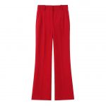 Women’s Sleeveless Belted Blazer & Wide-Leg Trouser Set – Red Power Suit