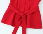 Women’s Sleeveless Belted Blazer & Wide-Leg Trouser Set – Red Power Suit