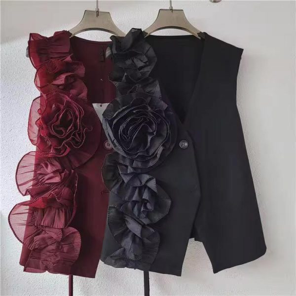 3D Rose Applique Vests