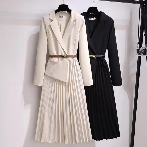 Blazer Pleated Midi Dress