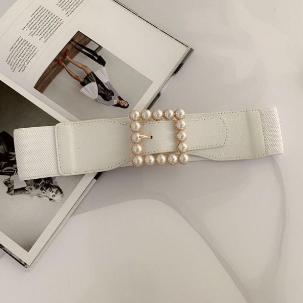 Pearl-Buckle Waist Belt