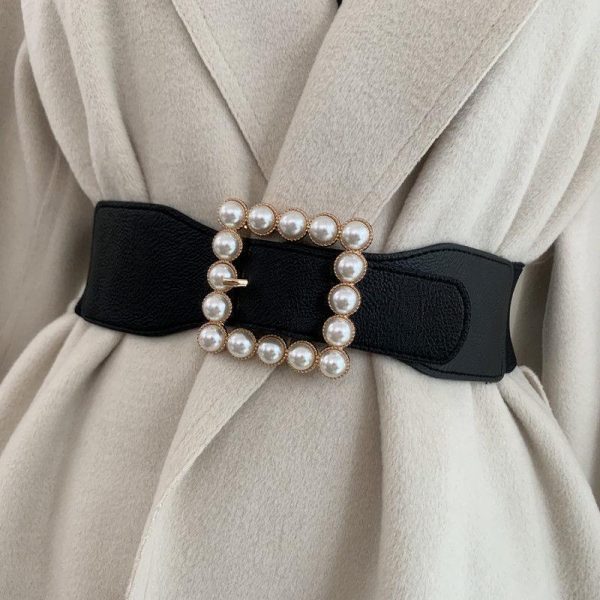 Pearl-Buckle Waist Belt