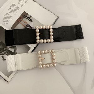 Pearl-Buckle Waist Belt