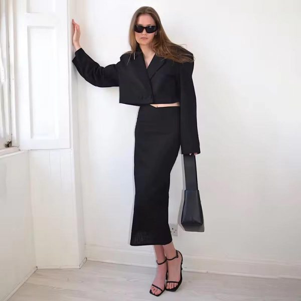 Structured Co-Ord Set -Black & Cream